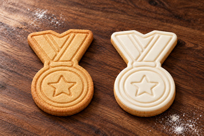 Medal plain and white fondant cookie examples
