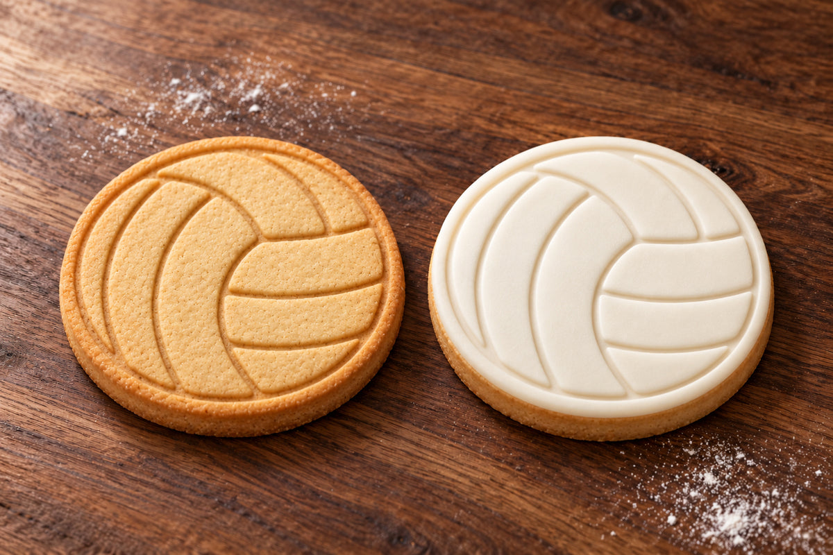 Netball plain and white fondant cookie examples