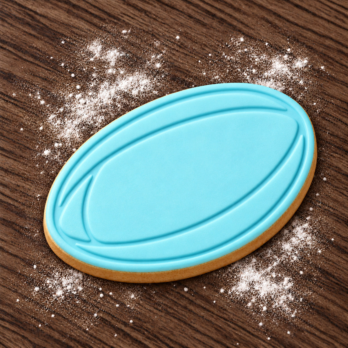 Rugby Ball decorated fondant cookie