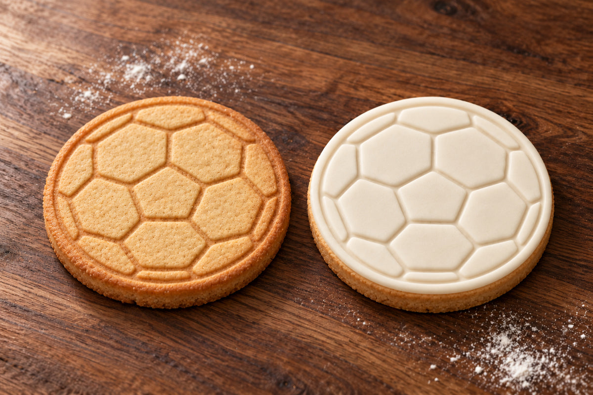 Soccer Ball plain and white fondant cookie examples