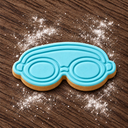 Swimming Goggles decorated fondant cookie
