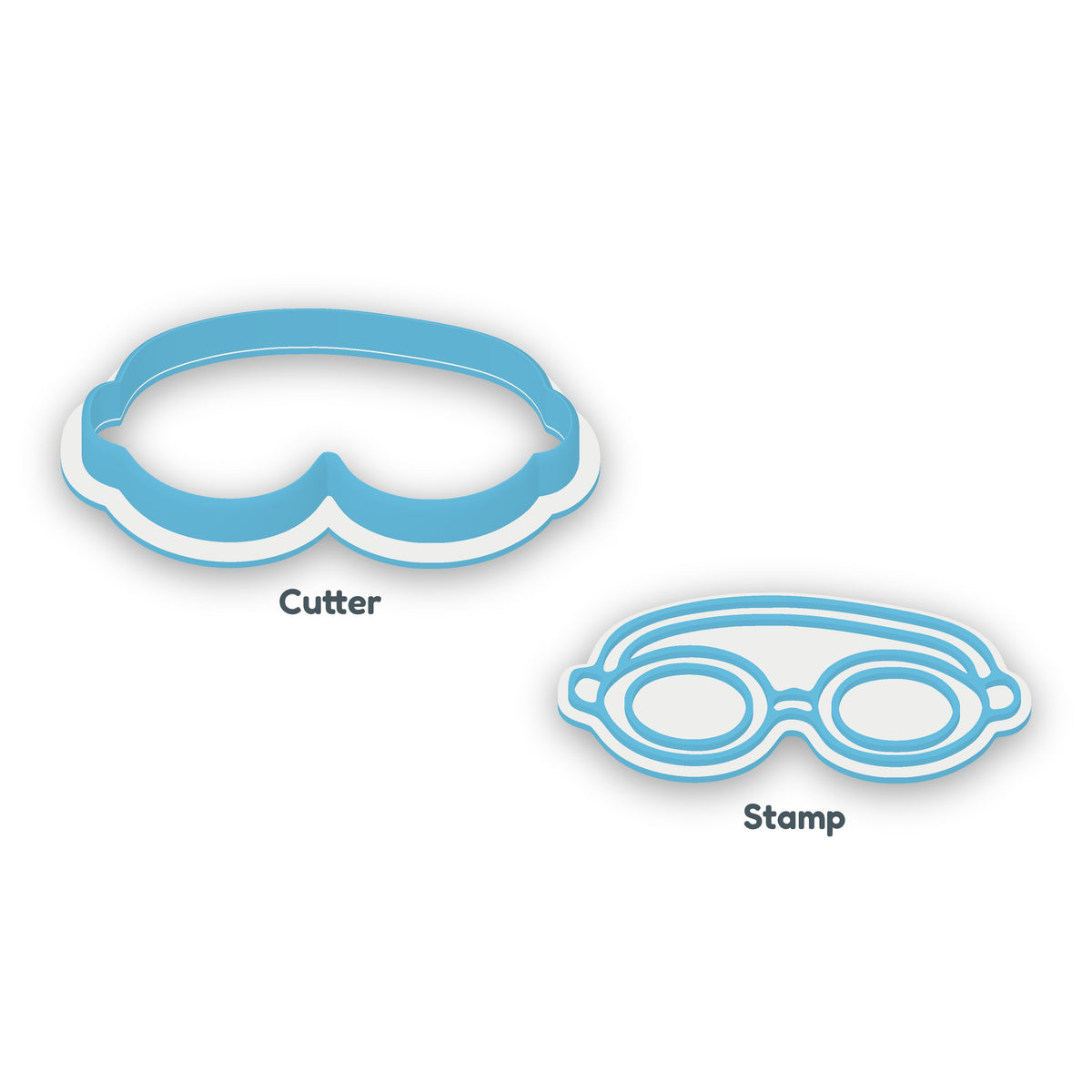 Swimming Goggles separate cookie cutter and matching embosser