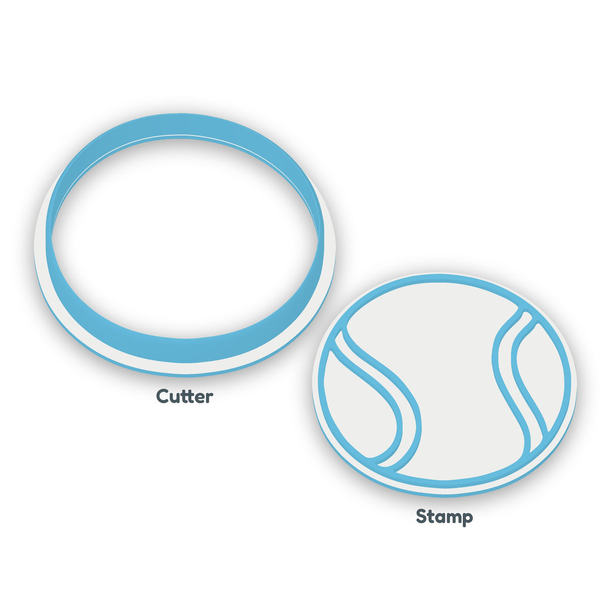 Tennis Ball separate cookie cutter and matching embosser