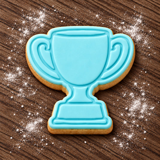Trophy decorated fondant cookie