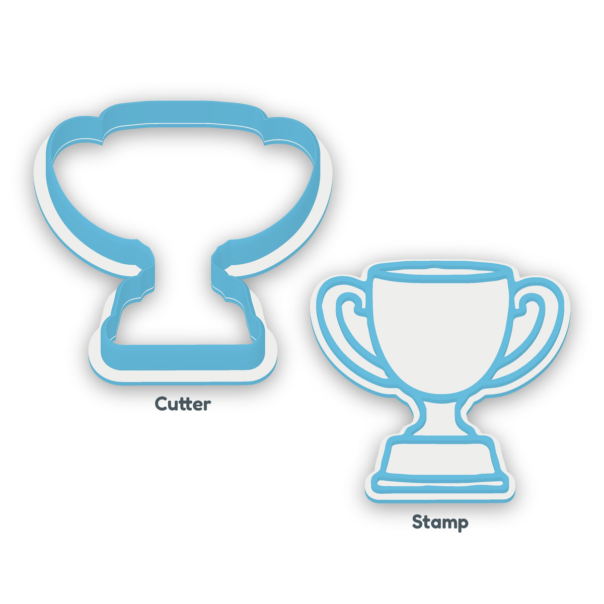 Trophy separate cookie cutter and matching embosser