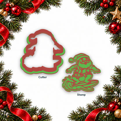 Surfing Santa cookie cutter and embosser set - image 2