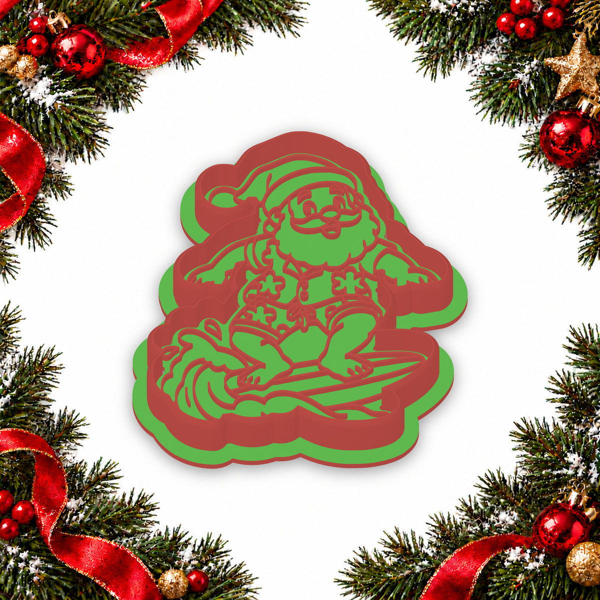 Surfing Santa cookie cutter and embosser set - image 4
