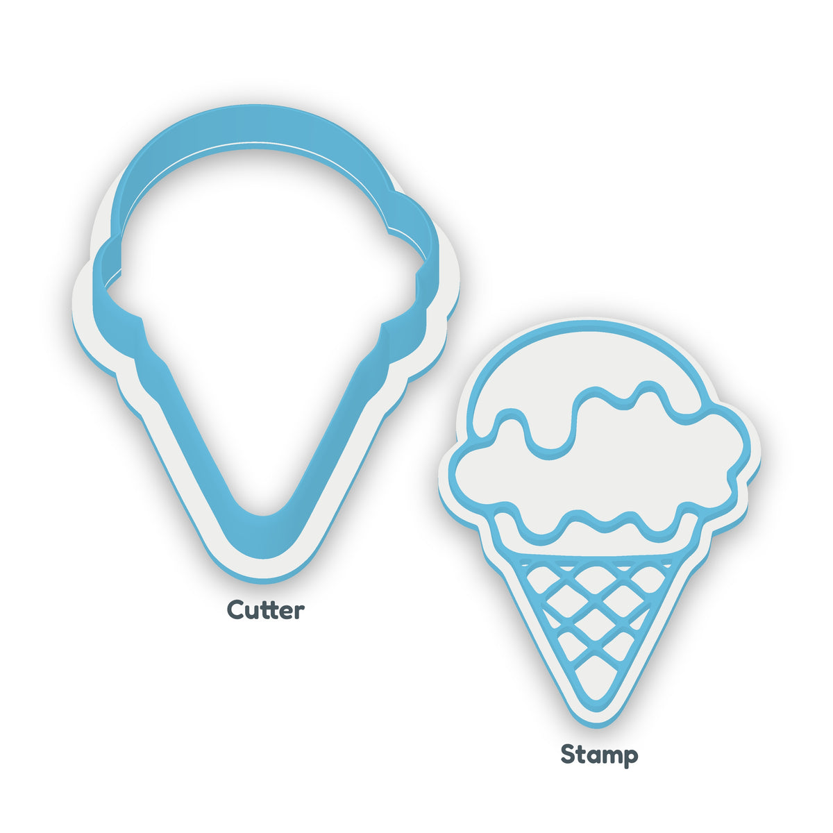 Ice Cream Cone separate cookie cutter and matching embosser