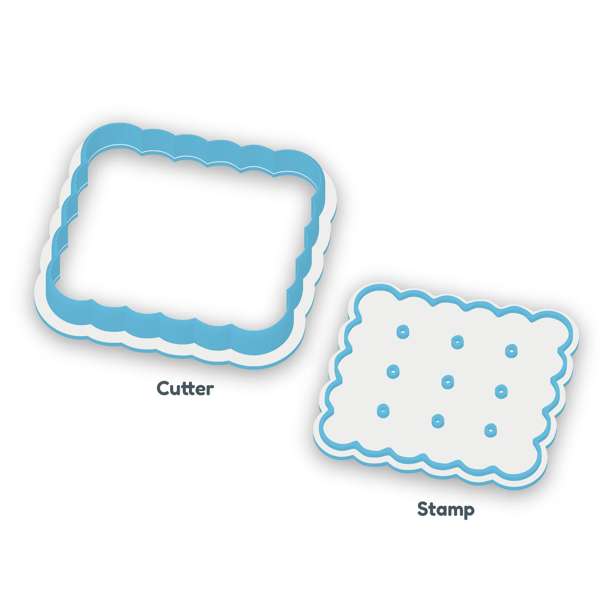 Biscuit separate cookie cutter and matching embosser