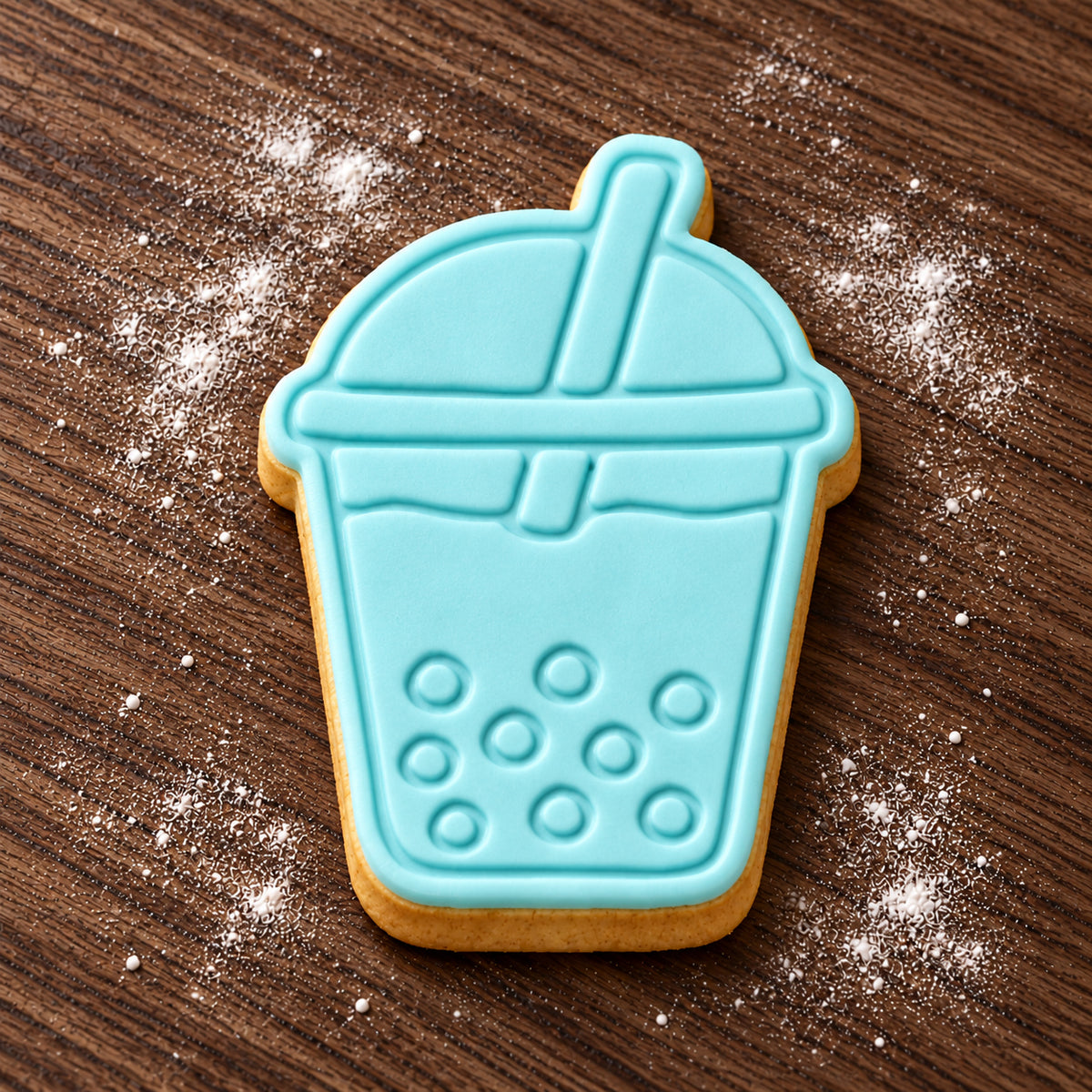 Bubble Tea decorated fondant cookie
