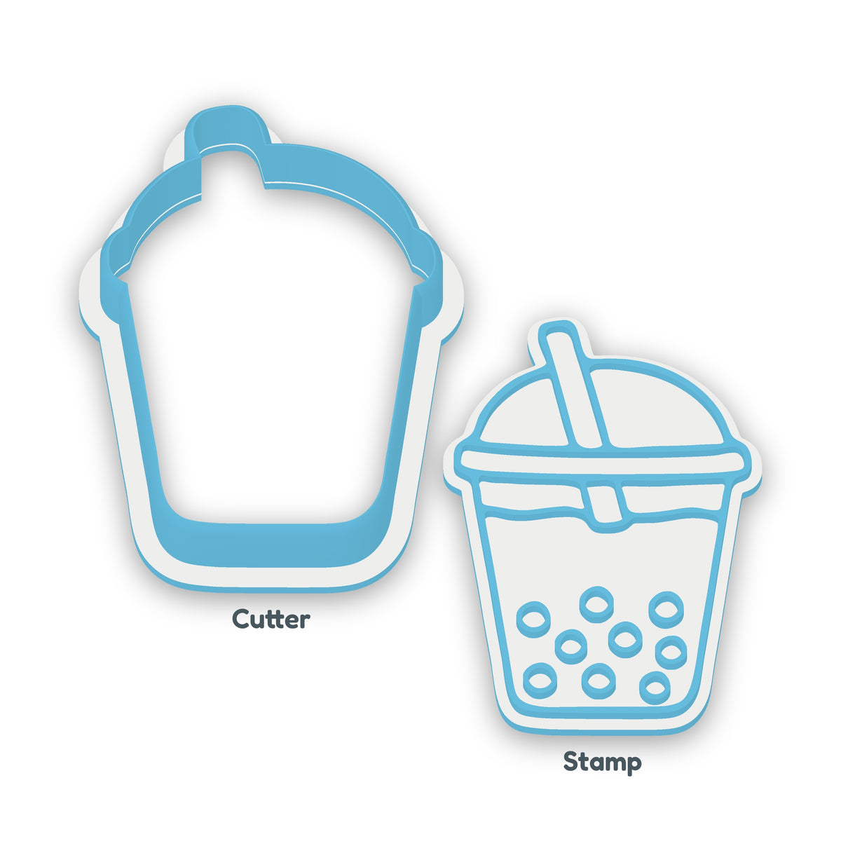 Bubble Tea separate cookie cutter and matching embosser
