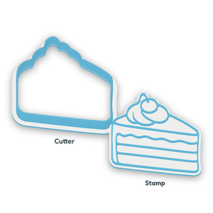 Cake Slice separate cookie cutter and matching embosser