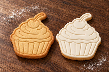 Cupcake plain and white fondant cookie examples