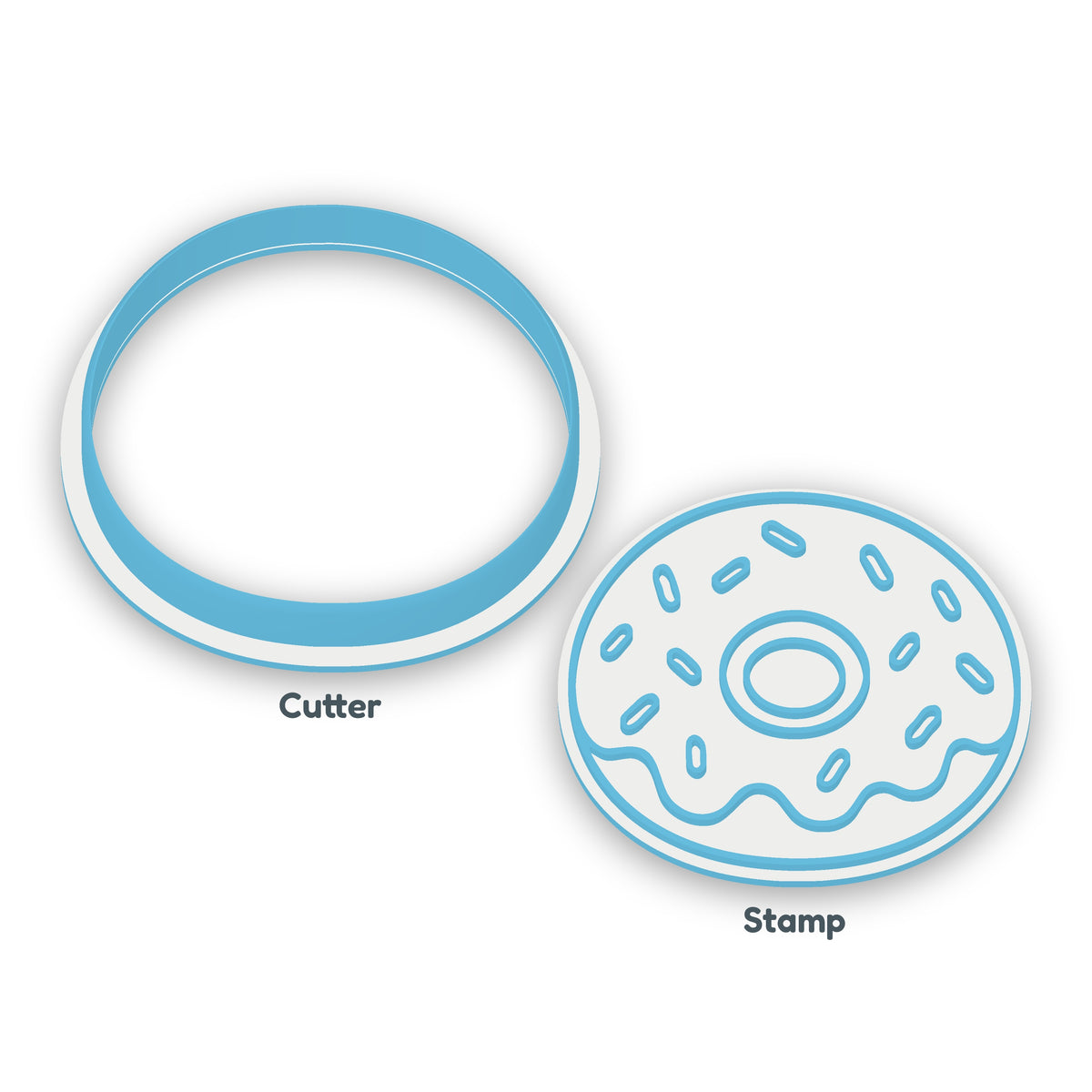 Doughnut separate cookie cutter and matching embosser