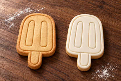 Icy Pole plain and white fondant cookie examples