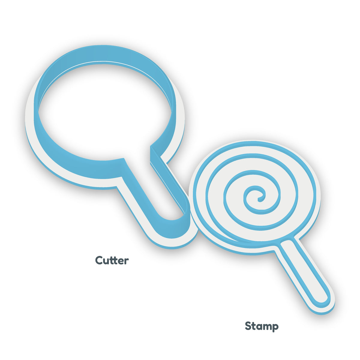 Lollipop separate cookie cutter and matching embosser