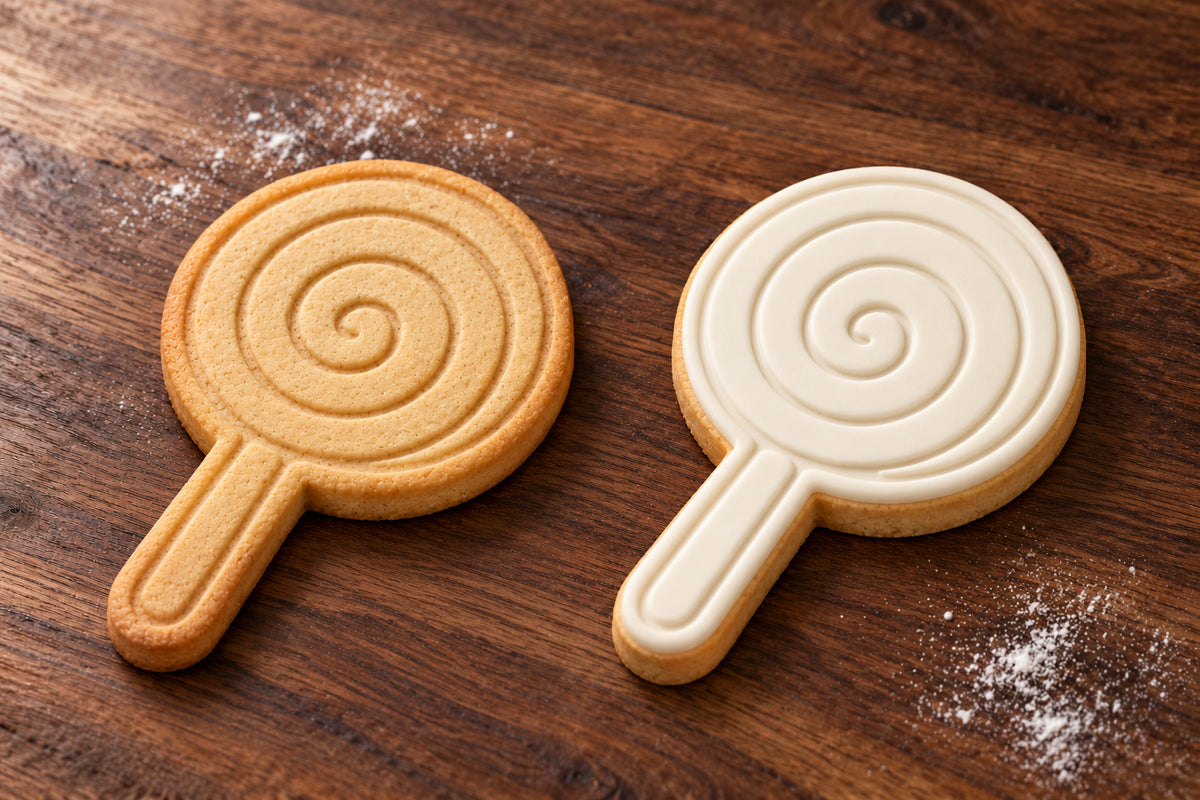 Lollipop plain and white fondant cookie examples