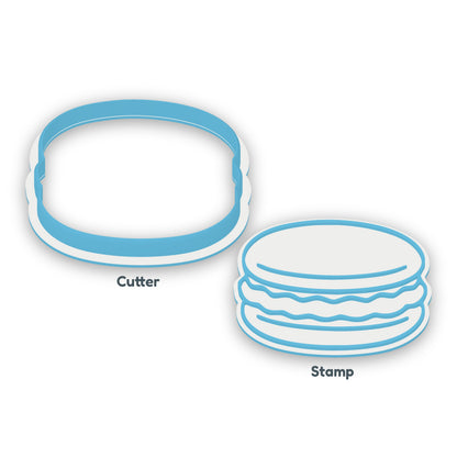 Macaron separate cookie cutter and matching embosser