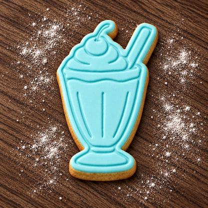 Milkshake decorated fondant cookie