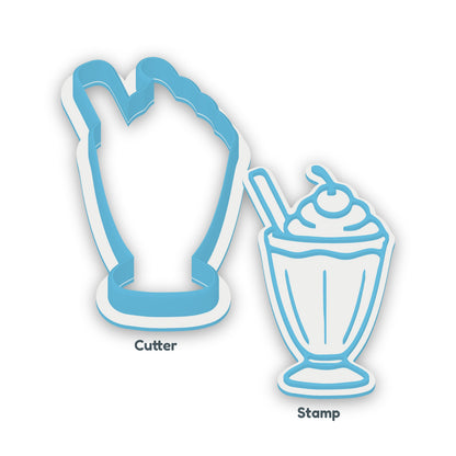 Milkshake separate cookie cutter and matching embosser
