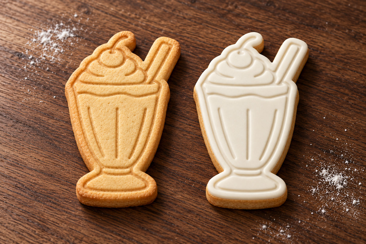 Milkshake plain and white fondant cookie examples