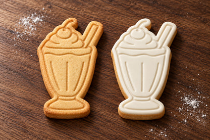 Milkshake plain and white fondant cookie examples