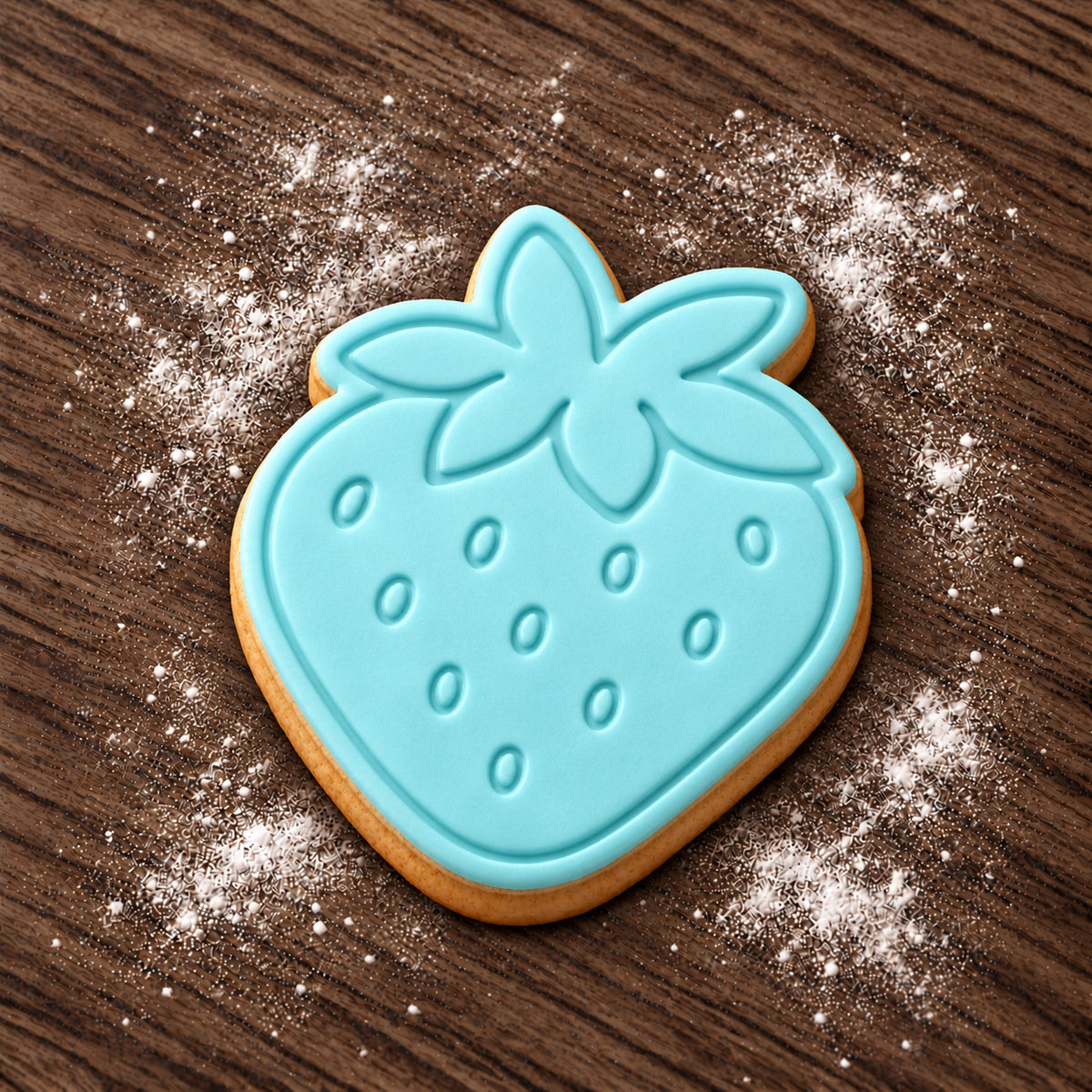 Strawberry decorated fondant cookie