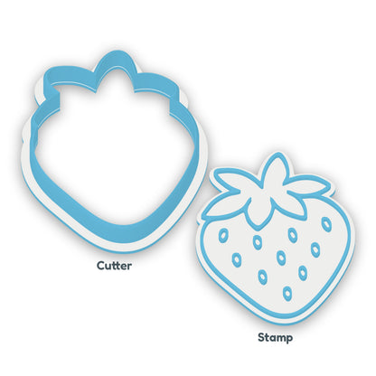 Strawberry separate cookie cutter and matching embosser
