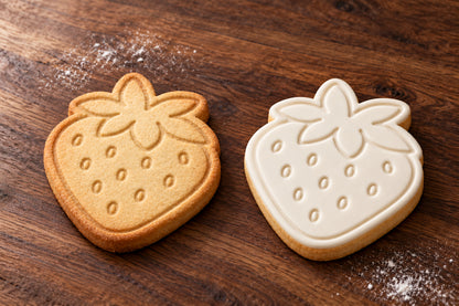 Strawberry plain and white fondant cookie examples