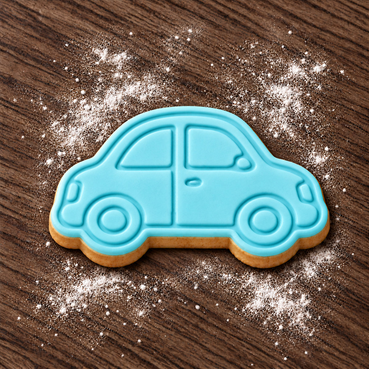 Car decorated fondant cookie