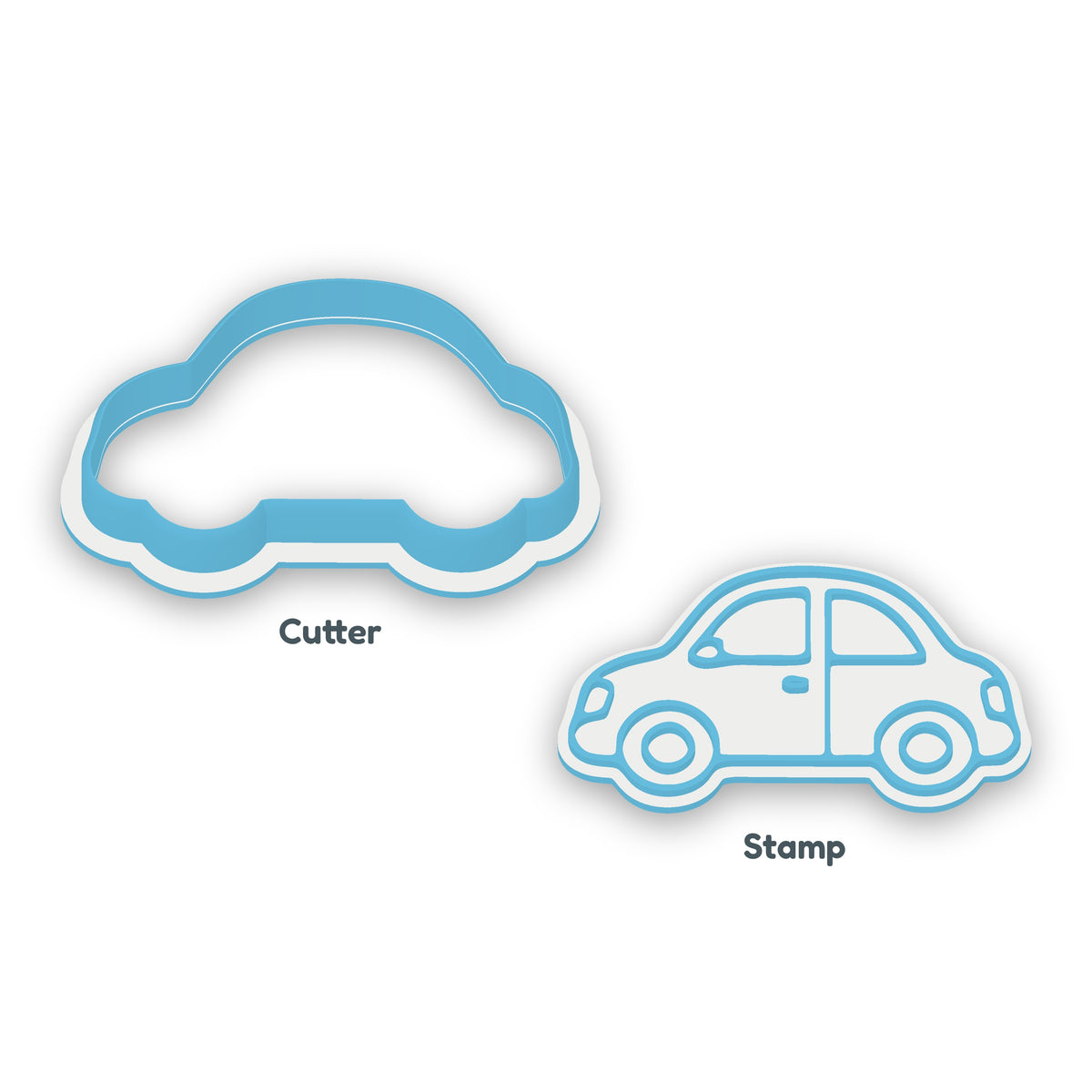 Car separate cookie cutter and matching embosser