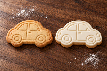 Car plain and white fondant cookie examples
