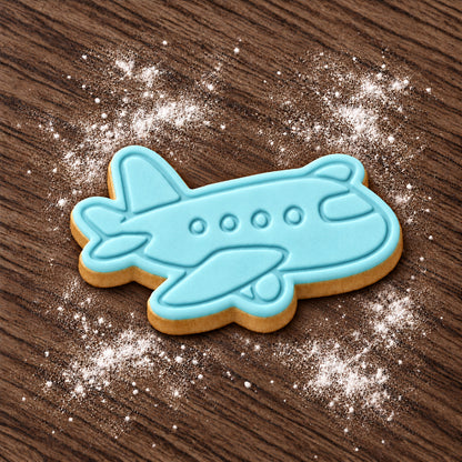 Aeroplane decorated fondant cookie