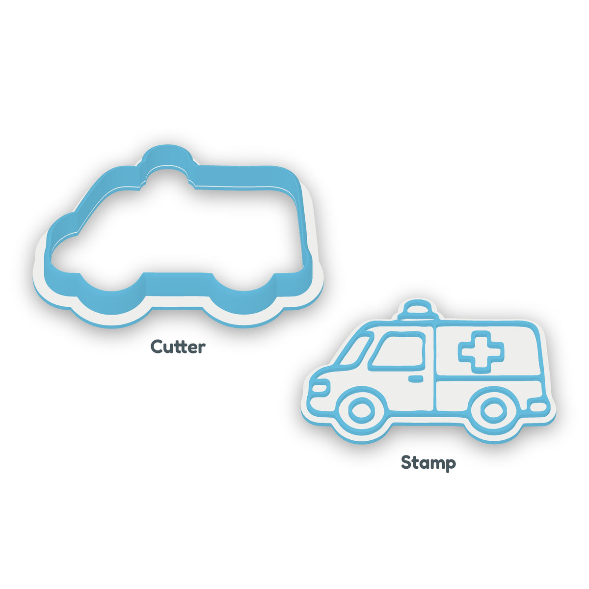 Ambulance separate cookie cutter and matching embosser