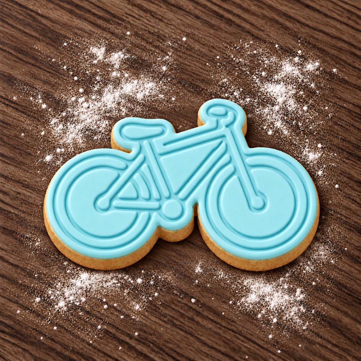 Bicycle decorated fondant cookie