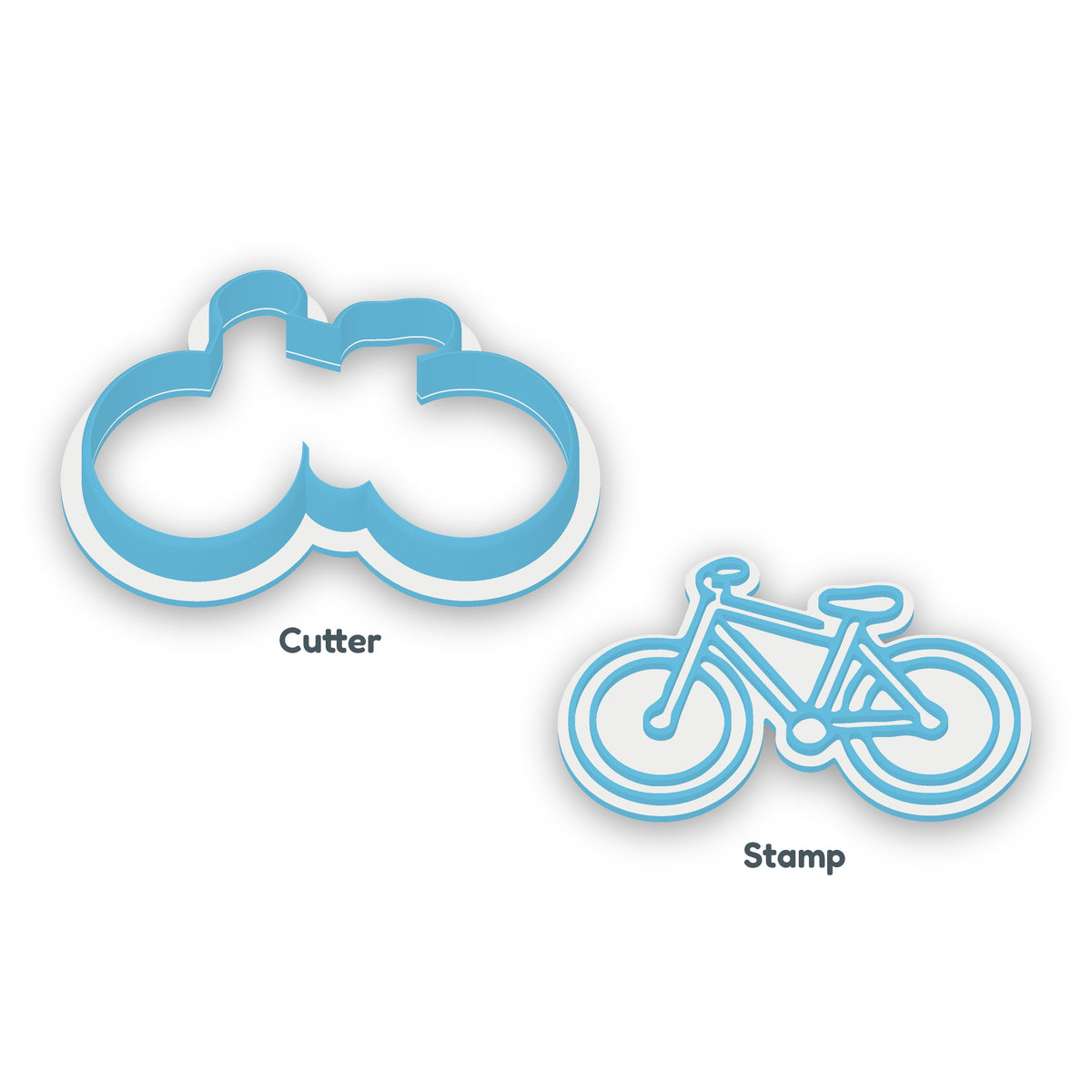 Bicycle separate cookie cutter and matching embosser