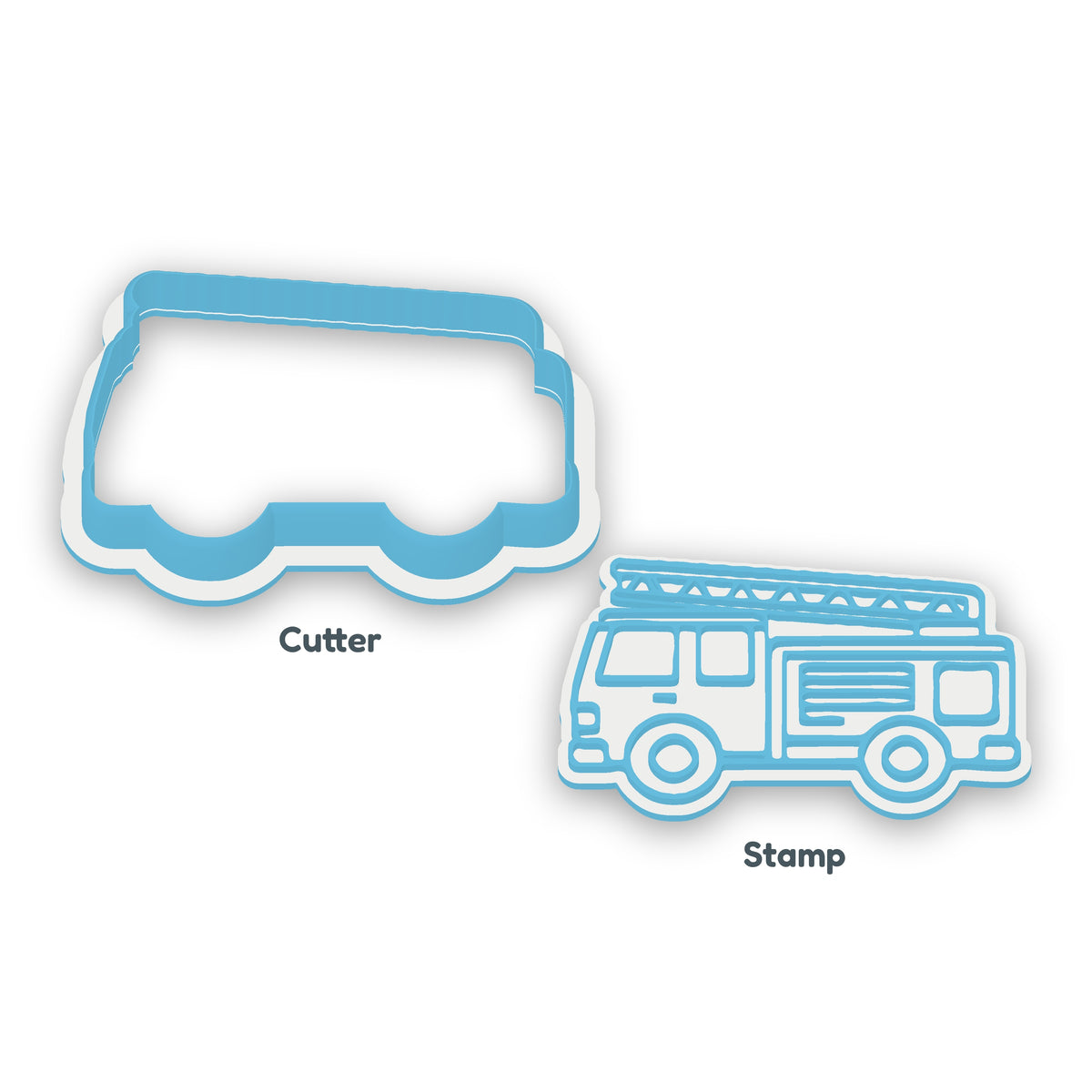 Fire Engine separate cookie cutter and matching embosser