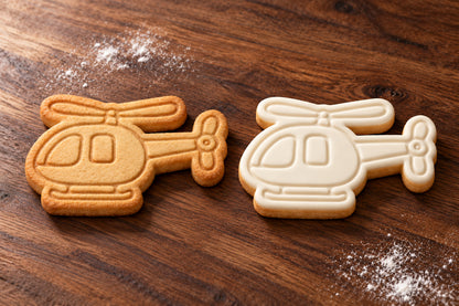 Helicopter plain and white fondant cookie examples