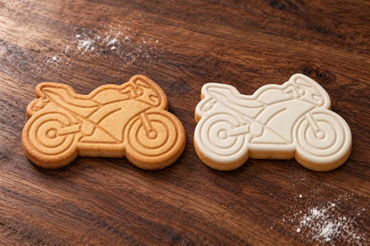 Motorbike plain and white fondant cookie examples
