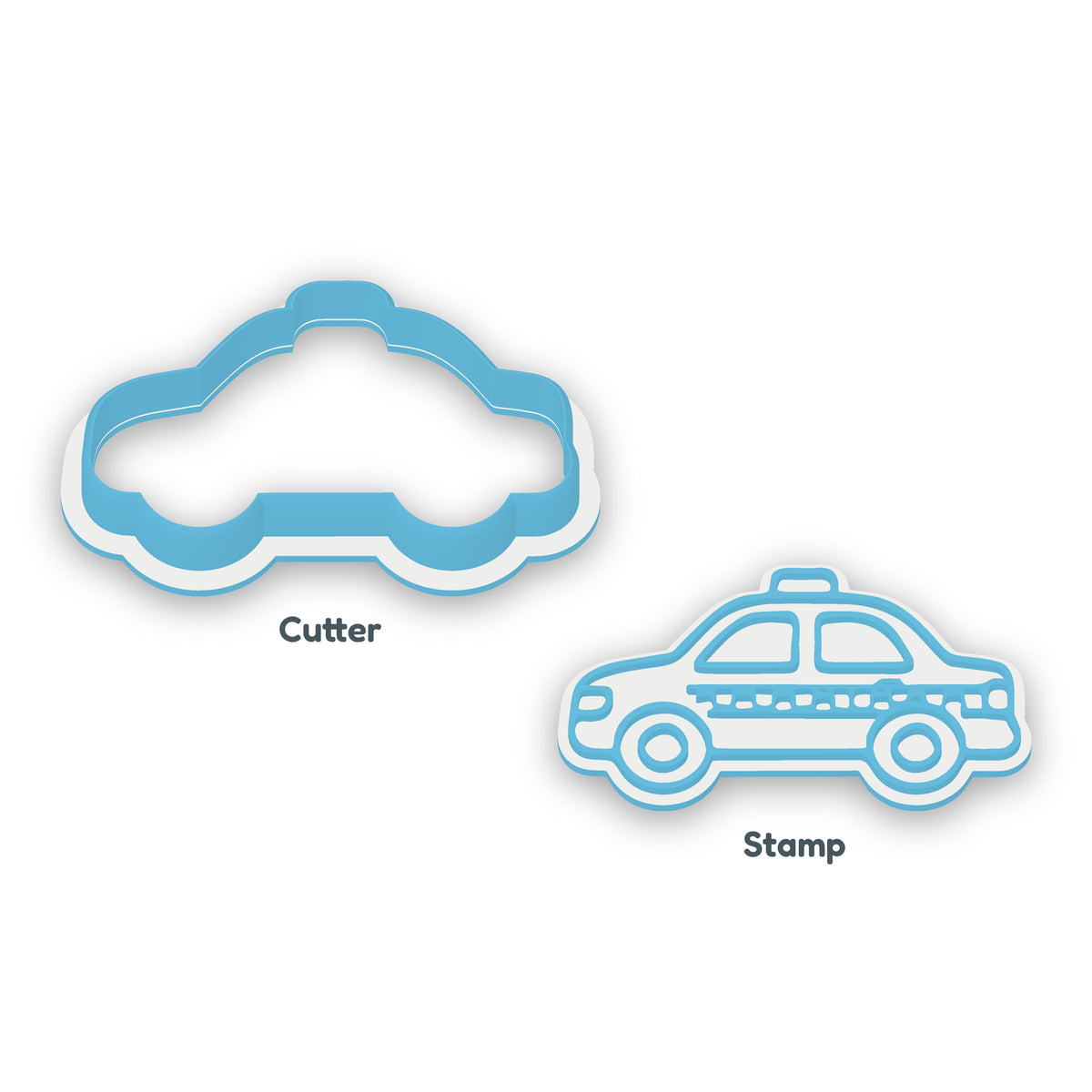 Police Car separate cookie cutter and matching embosser