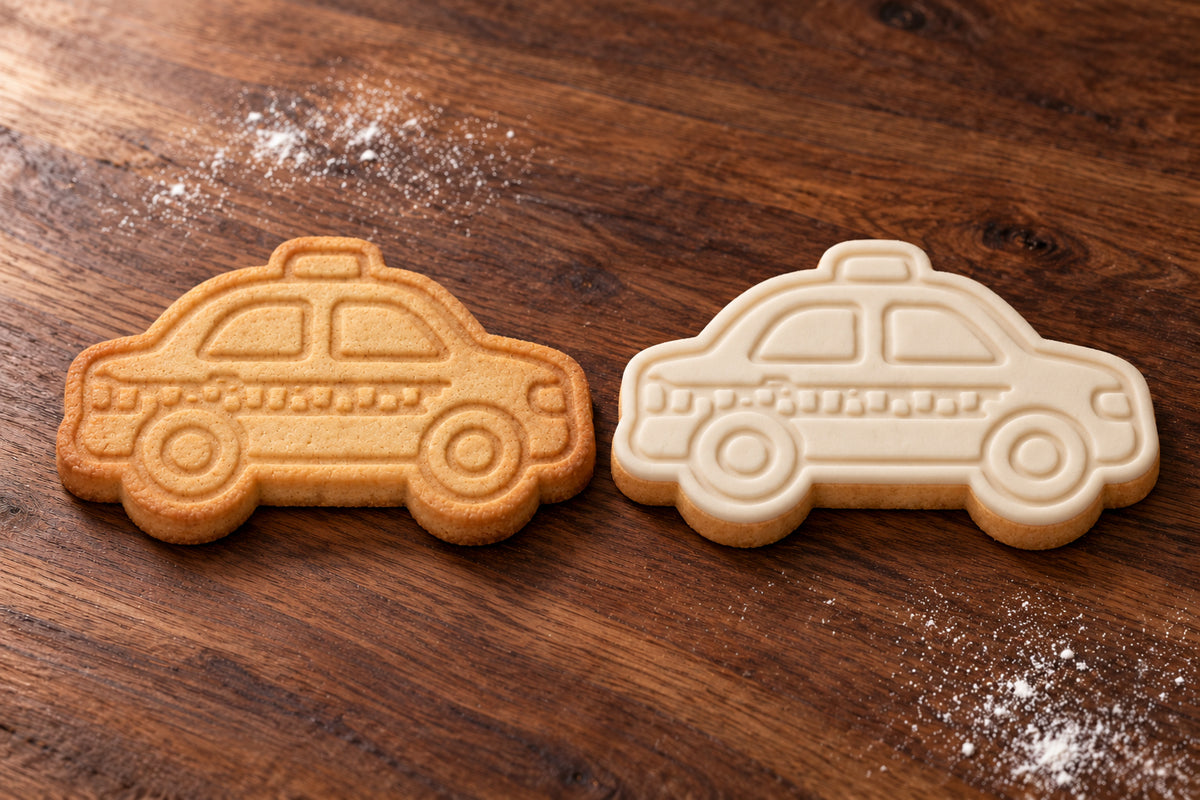 Police Car plain and white fondant cookie examples