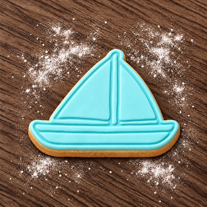 Sailboat decorated fondant cookie