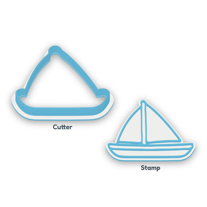 Sailboat separate cookie cutter and matching embosser