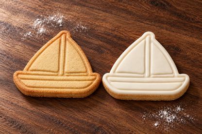 Sailboat plain and white fondant cookie examples