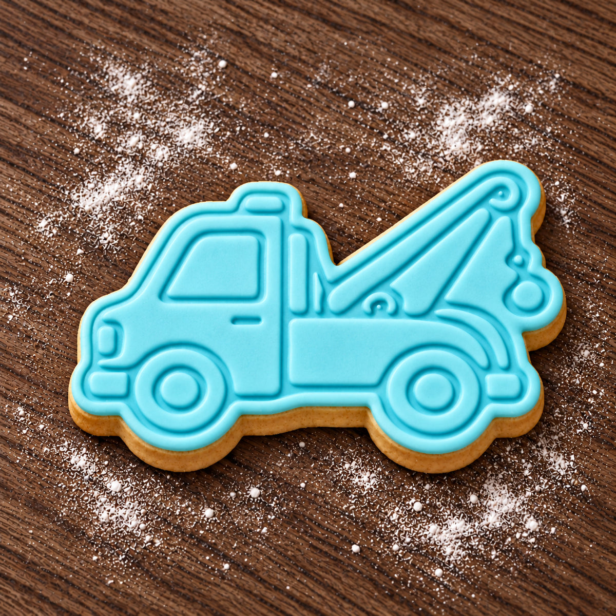 Tow Truck decorated fondant cookie