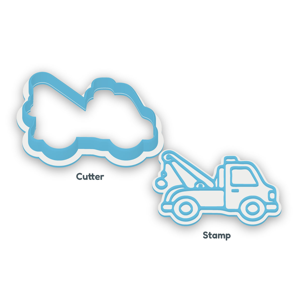 Tow Truck separate cookie cutter and matching embosser
