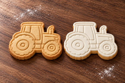 Tractor plain and white fondant cookie examples