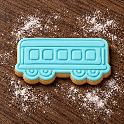 Train Carriage decorated fondant cookie