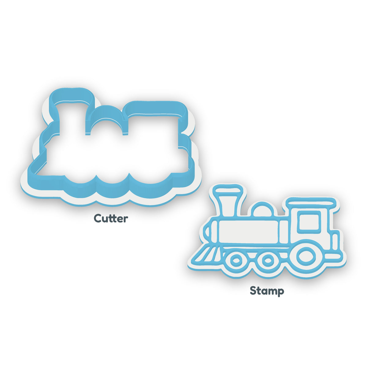 Train Engine separate cookie cutter and matching embosser