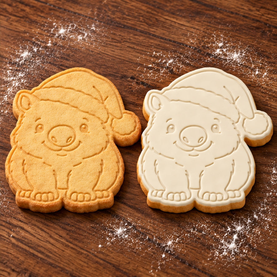Wombat in Santa Hat cookie cutter and embosser set - image 3